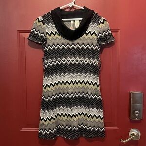 Girl's Route 66 Multicolored Cowl Neck Dress with Metallic Striping